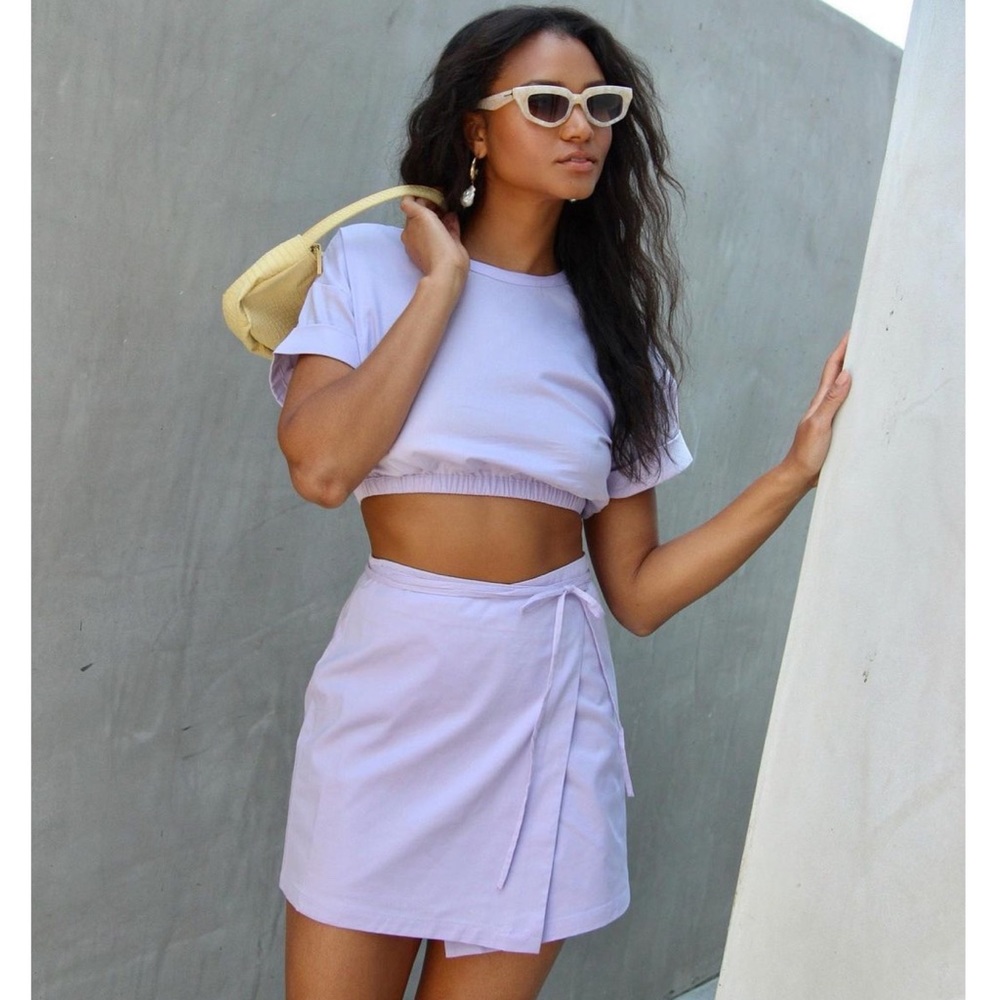 Camila Coelho Alia Wrap Skirt in Pale Lavender